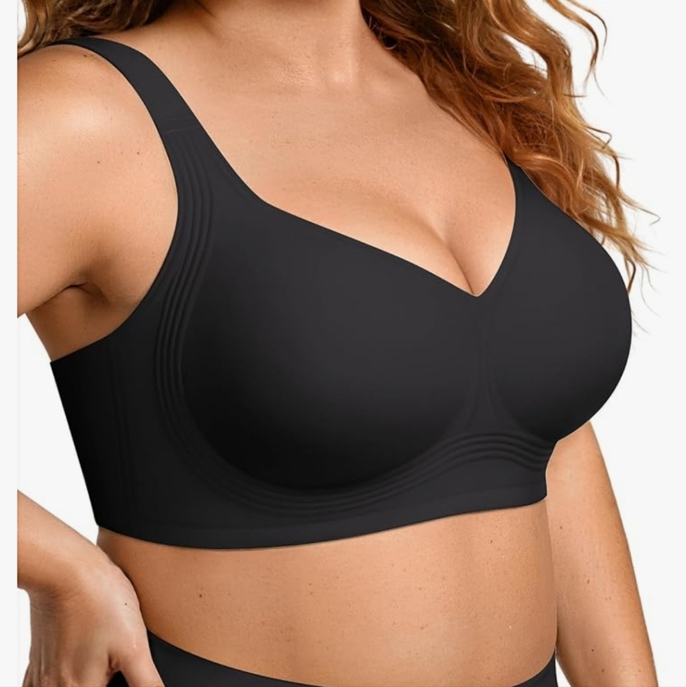 OEAK Black Wireless Bra 4 Layer Jelly Band W/extender Plus Size 4X (40DDD)